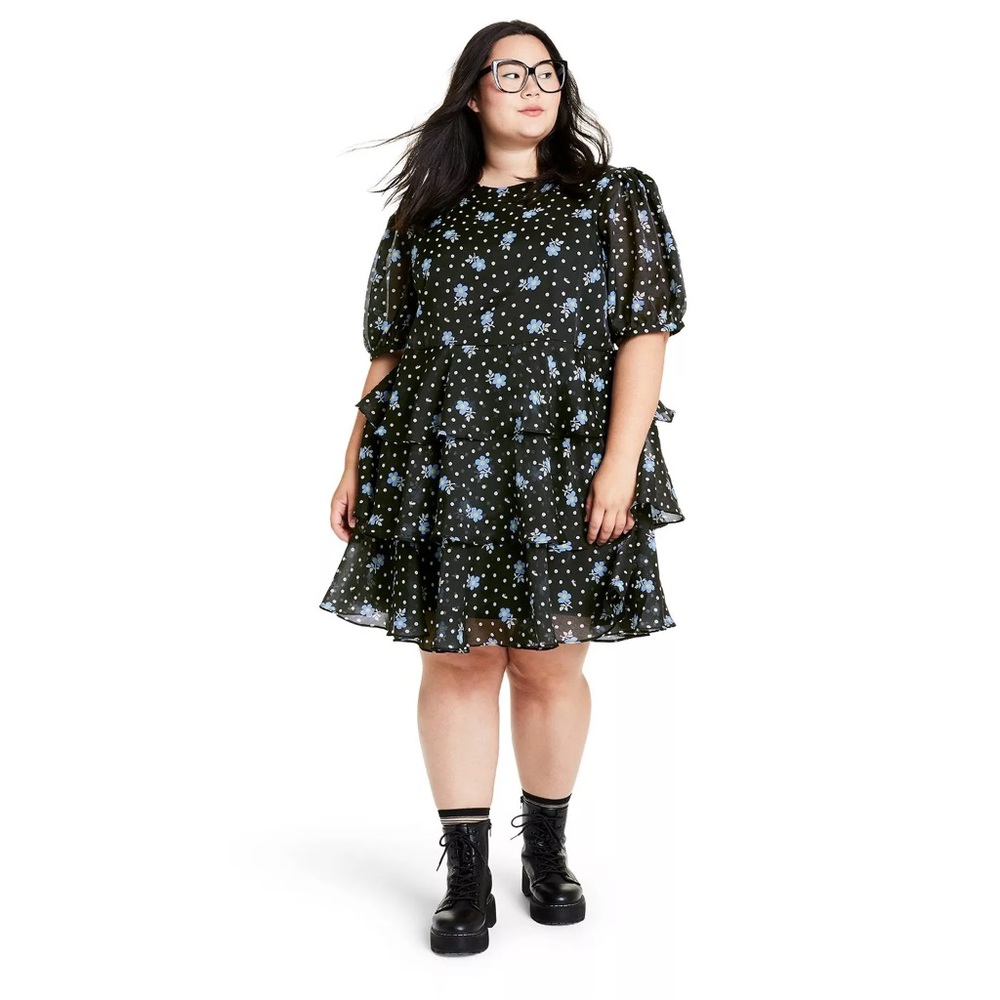 Sandy Liang x Target Polka Dot Flower Dress (black, 3x)